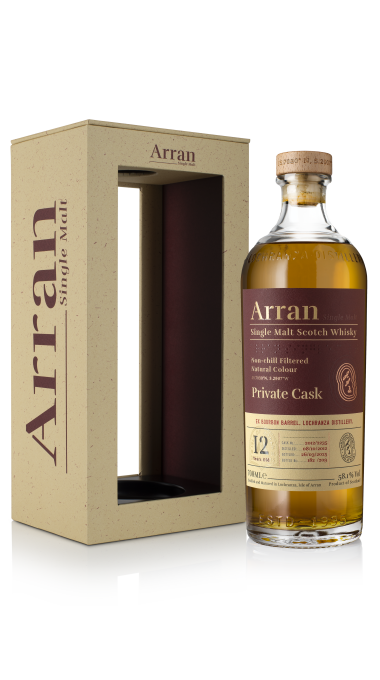 Ararran 2025 12yo private cask bottle outside box 45deg 5000x5000 png 300dpi product listing rebrand